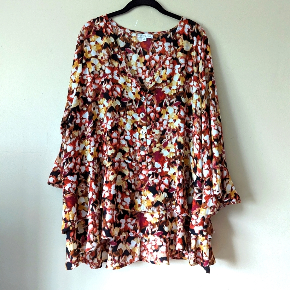 Ophelia Roe | Size 2X | Floral Blouse shirt |  plus size | Feminine